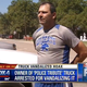 Scott Lattin was arrested on suspicion of vandalizing his own truck.
Fox4 screenshot